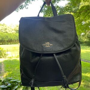 Coach Black Leather Backpack